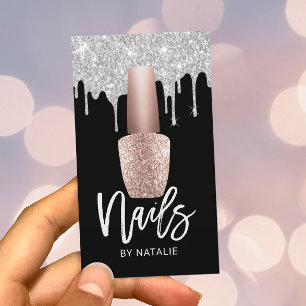 Cartão De Visita Manicurista de Garrafa Polonesa Dourada de Salão
