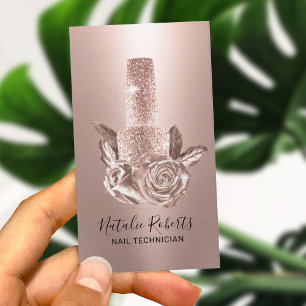 Cartão De Visita Manicurista do Ninho das Garrafas Floral Polonês 