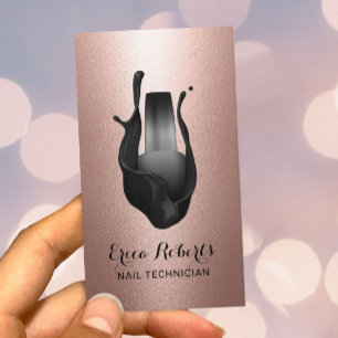 Cartão De Visita Manicurista Metálico Dourado do Rosa Polonês Sal