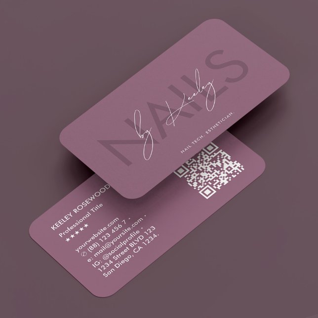 Cartão De Visita Manicurista Mínimo do Técnico de Nail Dusty Mauve (Dusty Mauve Nail Technician Manicurist Minimal Business Card
)