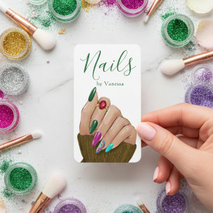 Cartão De Visita Manicurista Moderno Código QR de Técnico de Unhas 