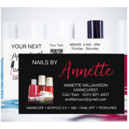 Cartão De Visita Manicurista Nail Technician Black Red Name