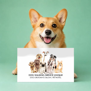 Cartão De Visita Manipulador de Exposição de Cães Aquarela Elegante