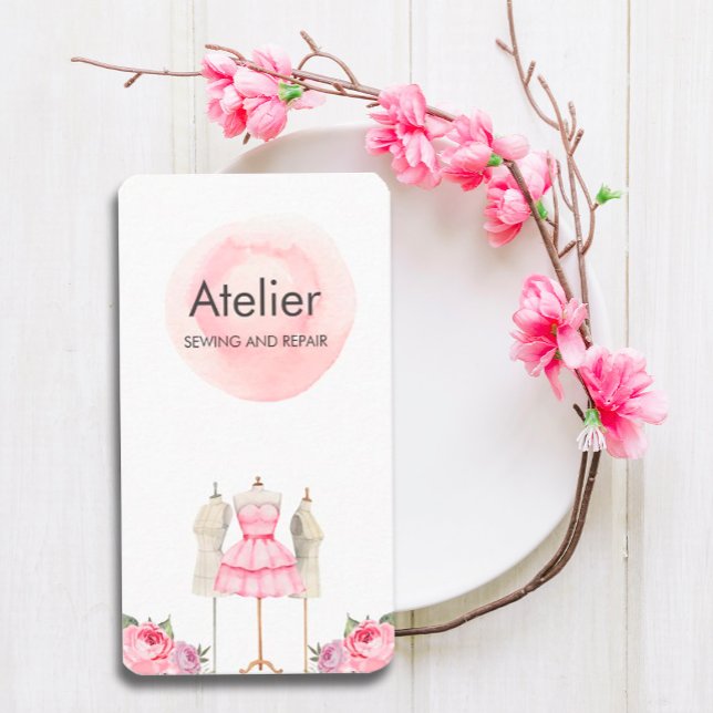 Cartão De Visita Mannquim de Vestido de Cáudia Rosa (#zazzlemade #tailorcard #seamstress #fashiondesigner #stylist)