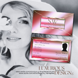 Cartão De Visita Mânre Verde Rosa Shimmery com Monograma e Foto