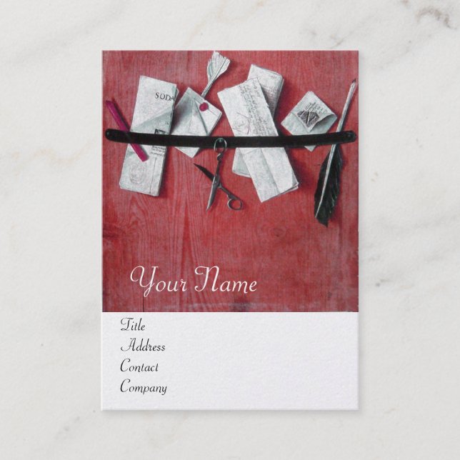 Cartão De Visita MANTEIRA EM MADEIRA MONOGRAMA vermelha prata de pl (Frente)