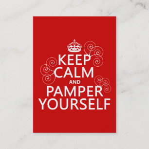 Cartão De Visita Mantenha a calma e Pamper (alguma cor)