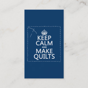 Cartão De Visita Mantenha calmo e faça as edredões (todas as core