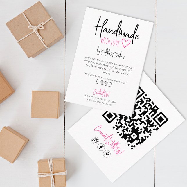 Cartão De Visita Manuscrito Com Amor, Obrigado (Criador carregado)