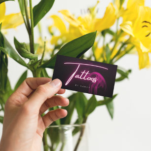 Cartão De Visita Manuscrito Manuscrito de Tatuagens Neon e Smoks Ro