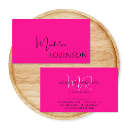 Cartão De Visita Manuscrito Mínimo Moderno Rosa Quente