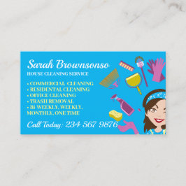 Cartão De Visita Manutenção de conserto de limpeza do Blue Janitori