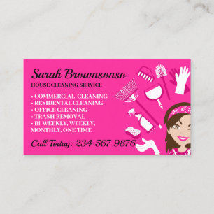 Cartão De Visita Manutenção de limpeza Janitorial Lady