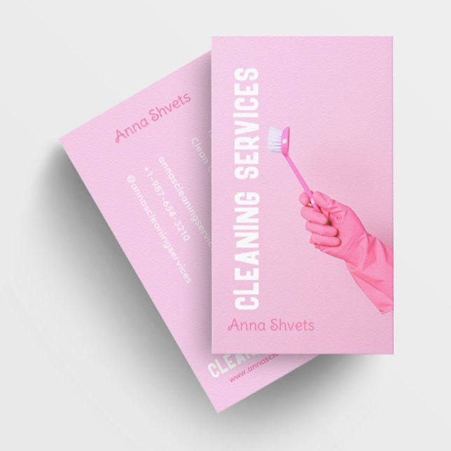 Cartão De Visita Mão de luva com serviços de limpeza de pincel (Criador carregado)