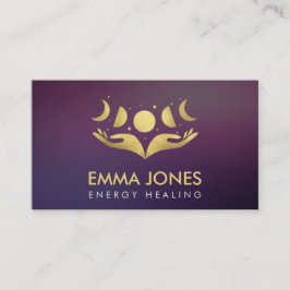 Cartão De Visita Mãos cicatrizadas - Luas - Ouro pastel