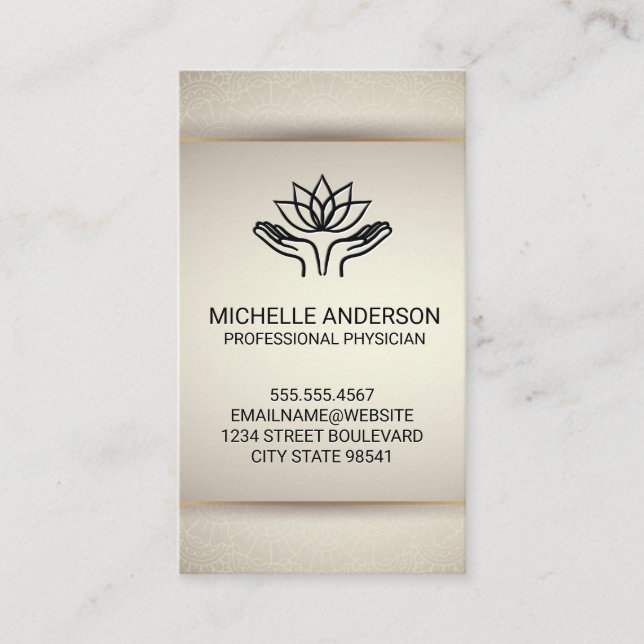 Cartão De Visita Mãos de cicatrização | Lotus (Frente)