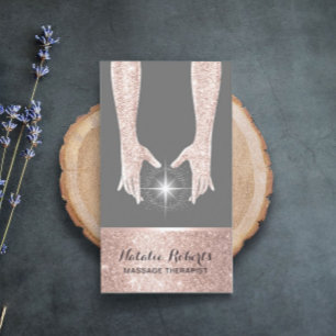 Cartão De Visita Mãos Douradas para a cicatrização de Rosa de Massa