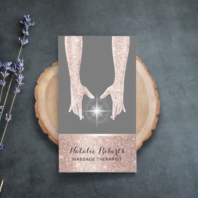 Cartão De Visita Mãos Douradas para a cicatrização de Rosa de Massa (Criador carregado)