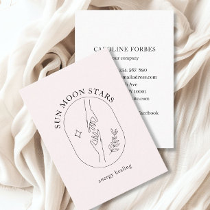 Cartão De Visita Mãos Minimalistas, Estrela, Folha, Arte em Linha, 