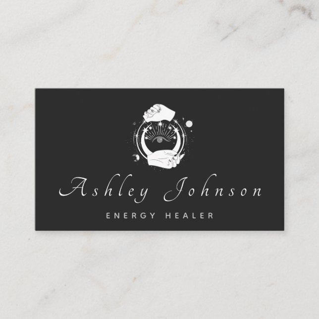 Cartão De Visita Mãos Místicas E Psicologia Da Lua De Terceiro Olho (Frente)