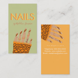 Cartão De Visita Mãos Triplas Laranja de Nail Tech