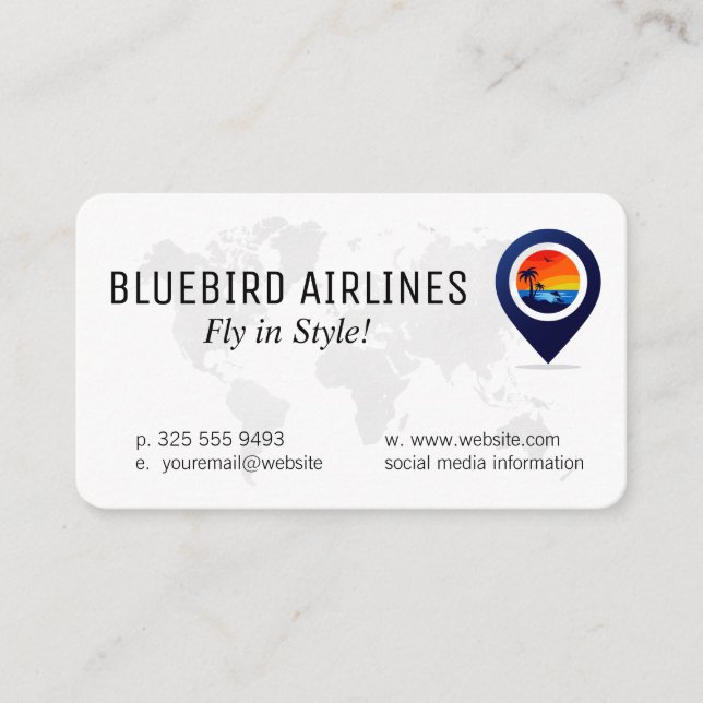 Cartão De Visita Map of the World | Tropical Island (Frente)