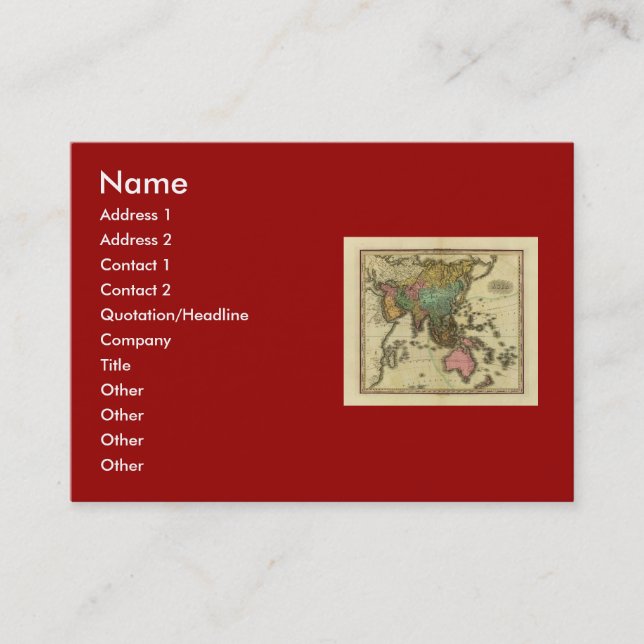 Cartão De Visita Mapa 1825 de Ásia pelo curtidor de Henry (Frente)