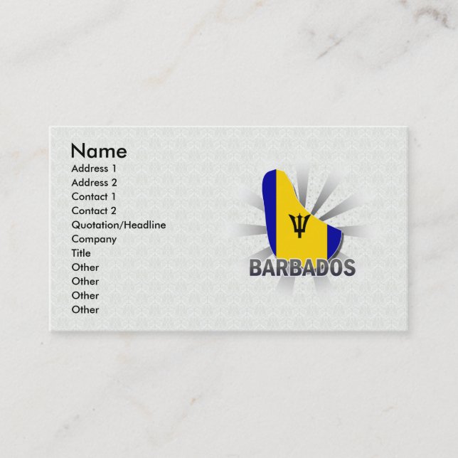 Cartão De Visita Mapa 2,0 da bandeira de Barbados (Frente)
