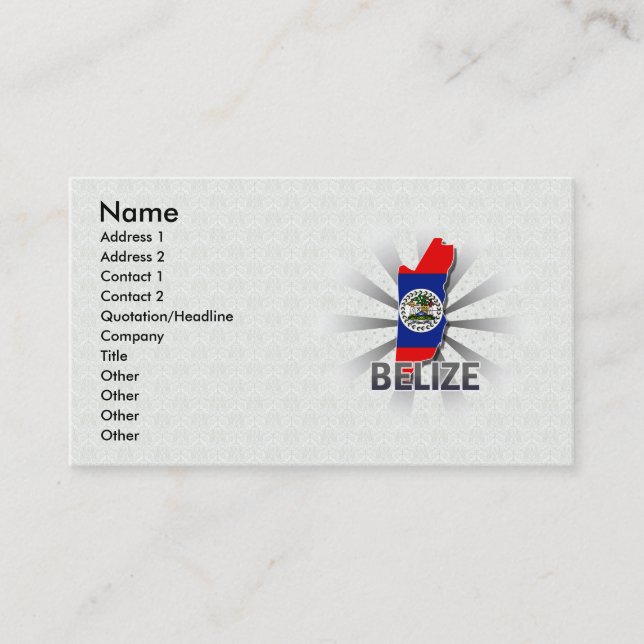 Cartão De Visita Mapa 2,0 da bandeira de Belize (Frente)