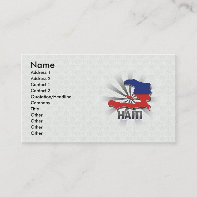 Cartão De Visita Mapa 2,0 da bandeira de Haiti (Frente)