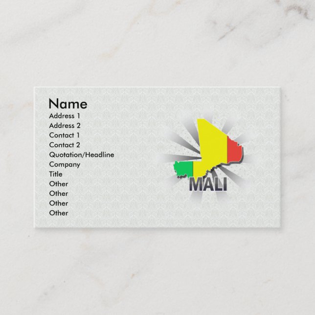 Cartão De Visita Mapa 2,0 da bandeira de Mali (Frente)