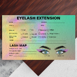 Cartão De Visita Mapa Colorido do Cliente de Lash de Aquarela Abstr