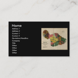 Cartão De Visita Mapa da avaliação de Maui - Havaí do Antiquarian