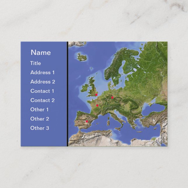 Cartão De Visita Mapa de Europa, customizável! (Frente)