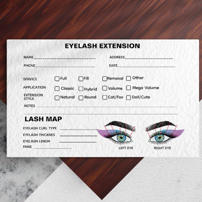 Cartão De Visita Mapa de Extensão do Registro de Lash Azul Iridesce (Iridescent Blue Lash Record Extension Map Business Card)