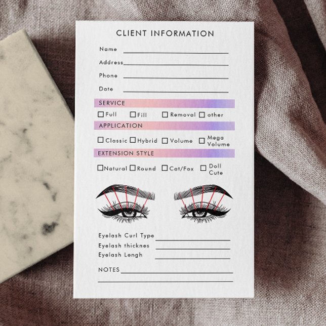 Cartão De Visita Mapa de Registros de Extensão Eyelash do Holograma (Hologram Eyelash Extension Client Record Map Business Card)