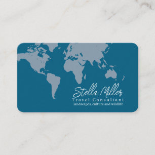 Cartão De Visita Mapa do Mundo Consultor viagem no Oceano Azul