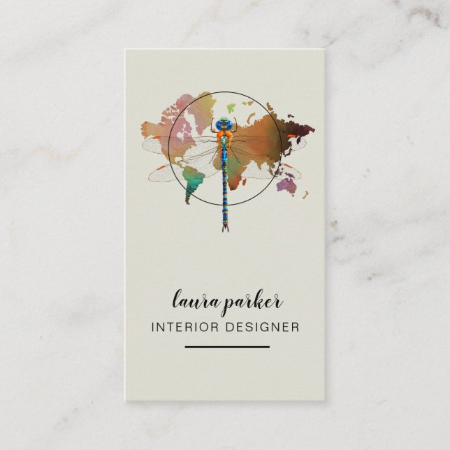 Cartão De Visita Mapa do mundo criativo da natureza do desenhista (Frente)