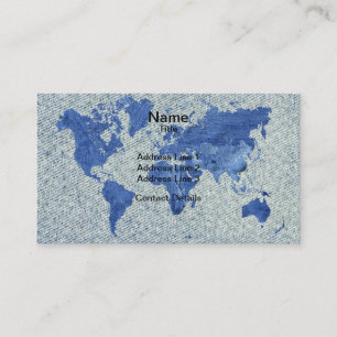 Cartão De Visita Mapa do mundo da sarja de Nimes