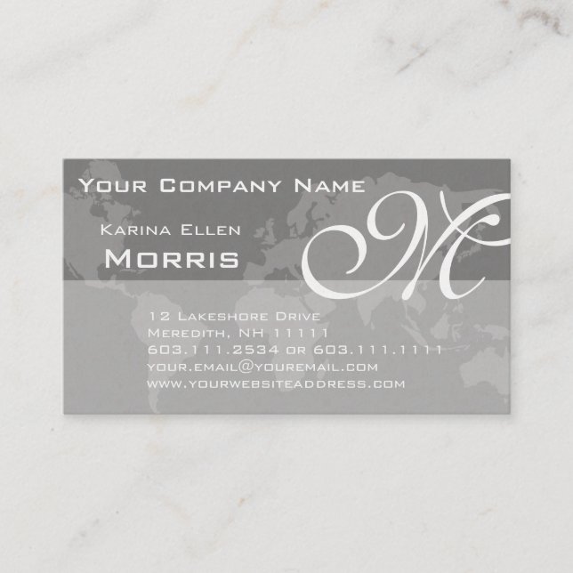 Cartão De Visita Mapa do mundo elegante profissional global do (Frente)