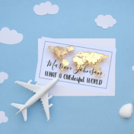 Cartão De Visita Mapa do Mundo Mapear Viagem Agência Dourado Logoti