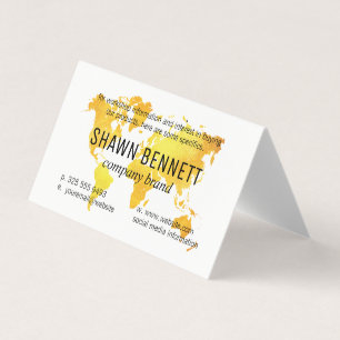 Cartão De Visita Mapa do mundo (ouro)