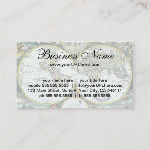 Cartão De Visita Mapa Mundial Antigo do Século XVII, Frederick De W