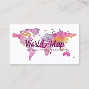Cartão De Visita Mapa Mundial Burgundy Rosa Design Minimalista