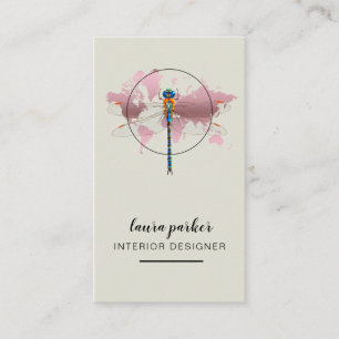 Cartão De Visita Mapa Mundial da Dragonfly Creative Designer