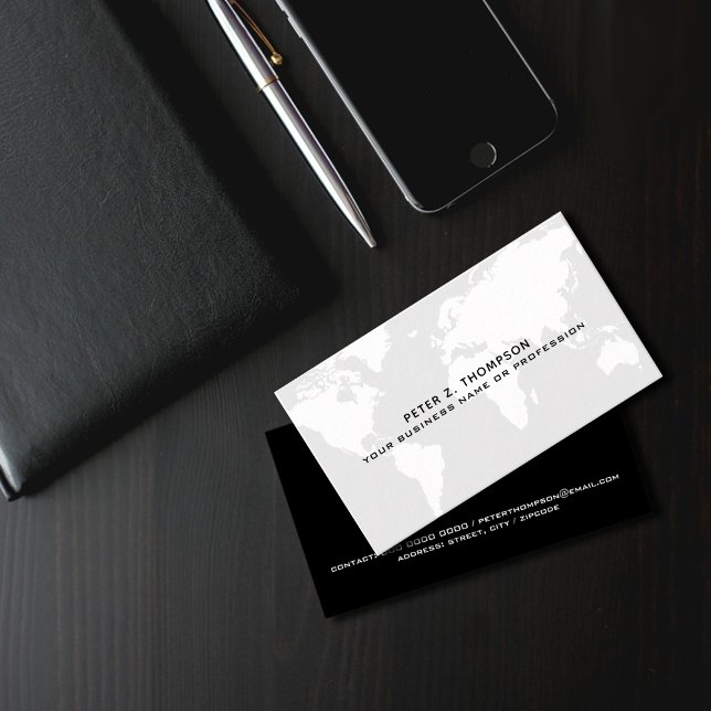 Cartão De Visita Mapa mundial das Cinzas pálidas - Profissional int (Criador carregado)