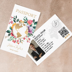 Cartão De Visita Mapa Mundial de Embarque da Agência do Passport Vi