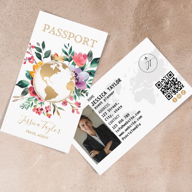 Cartão De Visita Mapa Mundial de Embarque da Agência do Passport Vi (Criador carregado)