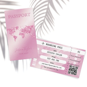 Cartão De Visita Mapa Mundial de Embarque do Passaporte do Viagem A