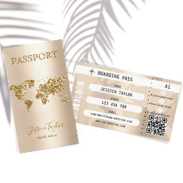 Cartão De Visita Mapa Mundial de Embarque do Passaporte do Viagem A